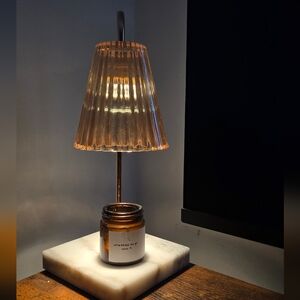 Amber Glass Table Lamp with Marble Base